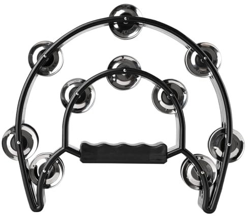 Tambourine, Hand Tambourin, Double Row Tamburin, Schlaginstrument, Half Moon Tambourine, Musikinstrumente, Rhythmusinstrumente, für Hochzeiten, Partys, Clubs, Ktv, Schwarz
