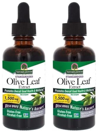 NatureAnswer's Olivenblatt, 1500 mg, 2 x 60 ml, 2er Pack, 120 ml insgesamt