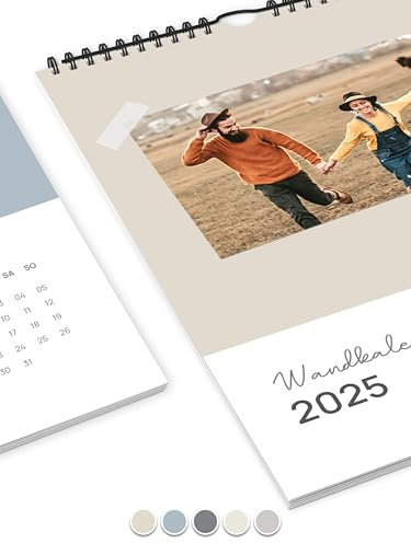 UNITURE® – Pastellfärgad hantverkskalender 2025 fotokalender [DIN A4] – DIY kalender att klistra in fotot för kreativa ögonblick – kalender att designa själv