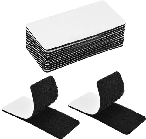 12pcs Industrial Strength Sticky Pads, Double Sided Tape Heavy Duty, Double Sided Velcro Tape, Double Heavy Duty Velcro Reusable for Mounting, Hanging or Organizing Items - Black (50×100mm)