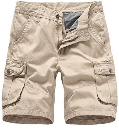 Cargo Shorts Herr Baggy Lätta Klassiska Affärsshorts Sommar Casual Bermudashorts Kort Byxor Dragsko Vandring Taktiska Andningsaktiva Shorts Med Flera Fickor Fiske Cargo Shorts, Khaki, XL