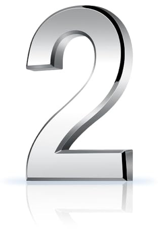 3 Inch Door Numbers 3D Design House 0-9 Numbers Electroplating Self Weatherproof Adhesive Street Apartment Stickers for Hotel Courtyard Cafe Bin Mailbox(Silver,2)