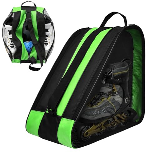 Bolsas de patinaje mejoradas para niñas y mujeres, para patines en línea, patines de hielo, patinaje artístico, bolsa para patines (verde esmeralda)