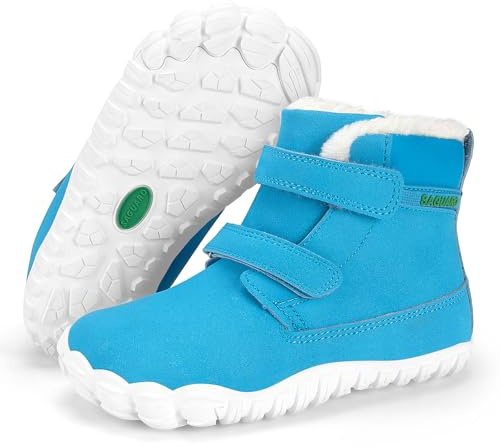 SAGUARO Barefoot Shoes Garçon Bottes de Neige avec Doublure Chaude Fille Chaussures Minimalistes Hiver Chaussures Pieds Nus Résistant à l'Eau, Noir, 24