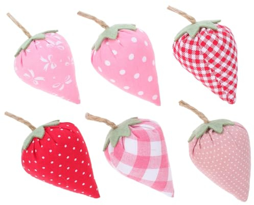 PAMINGONO 6 Pezzi Fragole Artificiali Finto, Decorazioni per Feste a Tema Fragole, Ornamenti Fragola Realistica per Centrotavola e Vassoi, Frutta Decorativa Leggera e Compatta per Casa