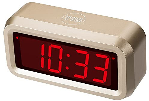 Timegyro Kleiner LED Wecker Digital Batteriebetrieben Digitale Wanduhr Batterie Tischuhr mit großem Display (Gold)