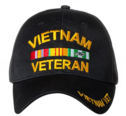 U.S. Military Cap Hat Vietnam Veteran Cap Army Marine Navy AIR Force (Vietnam Veteran Black Ribbon)