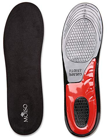 MOISO gel comfort solette massaggianti con supporto per arco plantare ammortizzante per camminata e corsa, solette per uomini e donne Nero