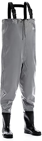 Foxelli Chest Waders - 2-ply Nylon/PVC Waterproof Lightweight Fishing Waders for Men & Women with Boots