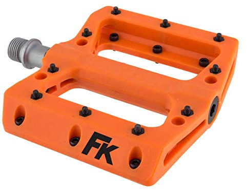 FK Cycling Pedales Bicicleta BMX, Freestyle, Fixie, MTB, ATB, Ancho Plataforma de Nylon Alta Resistencia, Eje CR-mo Naranja