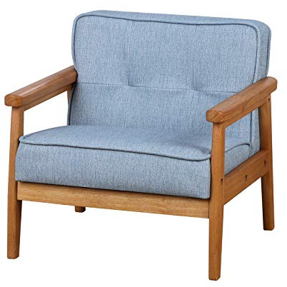 BabyLand Children Armchair, Single Kid Sofa Chair with Solid Wood Structure and Linen Fabric for Kid Gift (Light Blue)