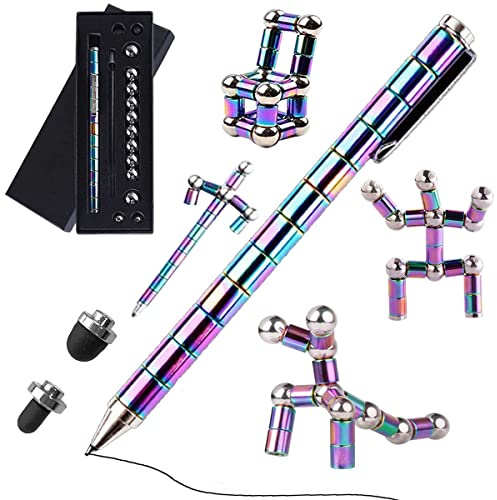 Fidget Pen, Strato Penna, Penna Antistress per scrittura con magnete a decompressione multifunzionale, miglior regalo per gli amici (arcobaleno)