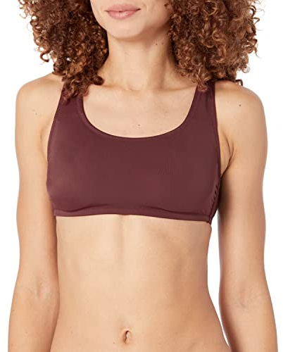 Amazon Essentials Top Corto da Mare con Scollo Rotondo Donna, Marrone Intenso, 42