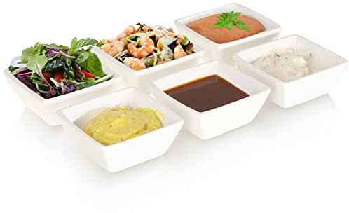 Robin Goods® 6X Dessertschalen aus Porzellan - Salatschälchen fürs Frühstücksbuffet - Geschirr für Süßspeisen, Saucen und Dips - Keramik-Kompottschalen (6 Stück - Schale - weiß)