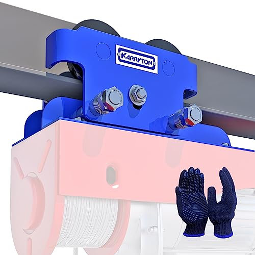 KARRYTON Carro de haz en I de 0.5 toneladas/1100 libras para polipasto eléctrico, carrito manual ajustable para brida de haz de 2.5 a 5 pulgadas, carrito de haz de empuje para polipasto eléctrico