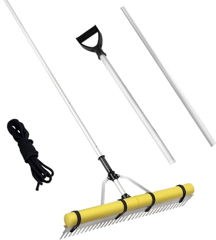 VEVOR Rastrillo de Paisaje, Rastrillo de Aleación de Aluminio con Cabezal de 36, Rastrillo de Malezas con Mango Largo de 102,36, para Aflojar la Tierra, Cuidado del Césped, Lago, Jardín, Estanque