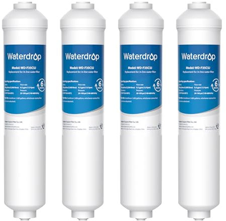 Waterdrop Fridge Water Filter Replacement for Samsung® DA29-10105J HAFEX/EXP, DA2010CB, DA99 02131B, HAIER® LG® Inline Water Filter (4)