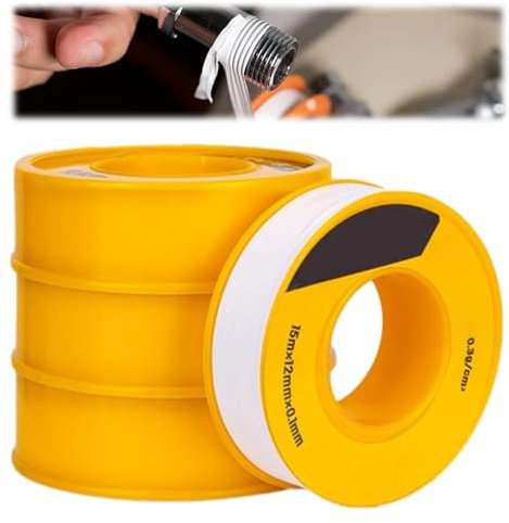 KkvoGmle 4 pcs Plumbers Tape 15m x 12mm Good Sealing Teflon Tape Thread Seal Tape, for Home Shower Head, Water Pipe Sealing and Leakage of Pipes
