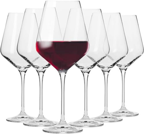 6 Copas de Vino Tinto Bistro Elegantes | 490 ml | Envio 24h - Perfectas para Uso en Casa, Restaurante y en Fiestas, Ligeras y Resistentes (49 cl, Transparente)