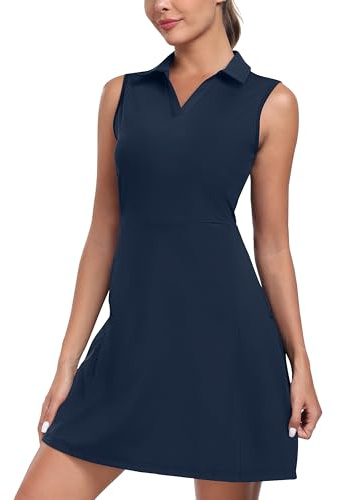 MoFiz Tennis Dresses for Women Golf Sport Dress Workout Sleeveless with Pockets