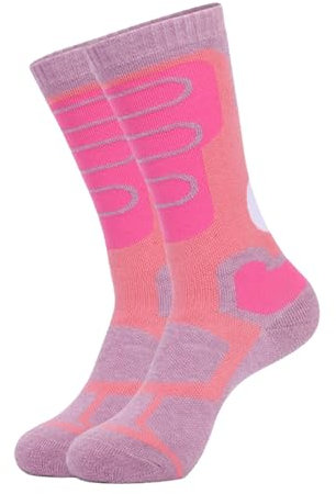 Skisocken für Kinder, Winter, Thermo-Schneesocken, Skifahren, Snowboarden, Skaten, Socken für Jungen, Mädchen, Jugendliche, Stützsocken für Damen (lila, 7–12 Jahre), violett, Einheitsgröße