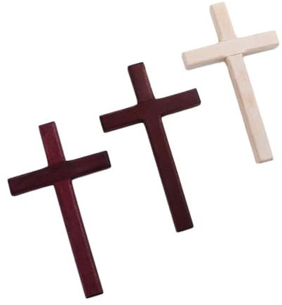 QEXUJOW Crocifissi,3 pezzi croce di legno da parete, decorazione religiosa per la casa, decorazione per la festa di Pasqua, decorazione da parete per soggiorno per ingresso, ufficio, soggiorno