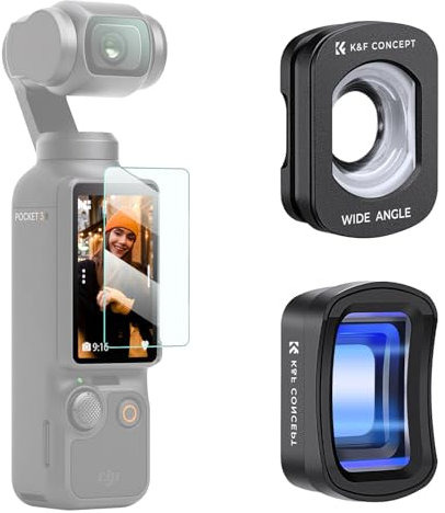 K&F Concept Magnetic 1.2X Anamorphic Lens+ Wide Angle Lens Filters Compatible with DJI Osmo Pocket 3, Optical Glass with 28-layer Nano-coating