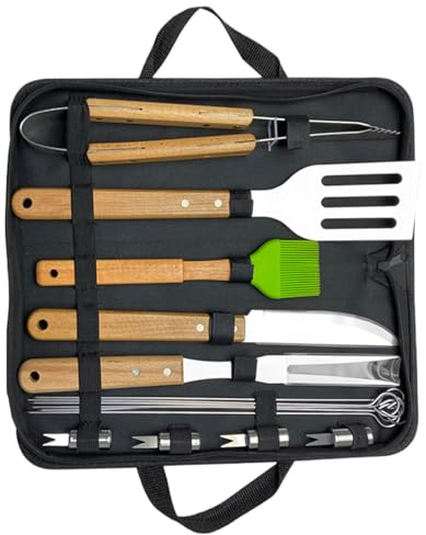 Grillverktygssatser | Grillverktyg i 16 delar i rostfritt stål - Kökstillbehör i rostfritt stål, inklusive grillspackel och utomhusgrillborste