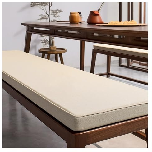 uyeoco Cojin para Banco Exterior/Interior, 120/150/180/100/80/90x30/40/50CM Grueso Cojin de Banco de Jardin/Zapatero, Cojín del Asiento para Terraza Balcón Palet Comedor Columpios(Beige,120x35x5cm)