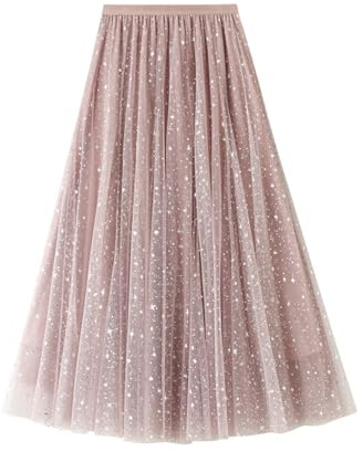 Générique Tutu Mode pour Femme Vintage Jupe en Tulle Taille avec Paillettes Lumineuse LED Long Grande Longue Carnaval Danse Robe De FêTe