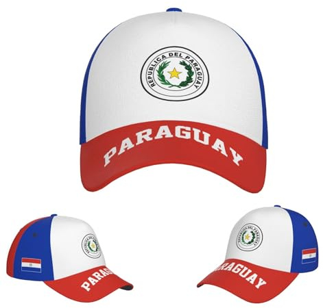 Gorra de béisbol con Estampado 3D de la Bandera de Paraguay, Estilo paraguayo, Ideal para Correr y Practicar Deportes. Color Blanco.