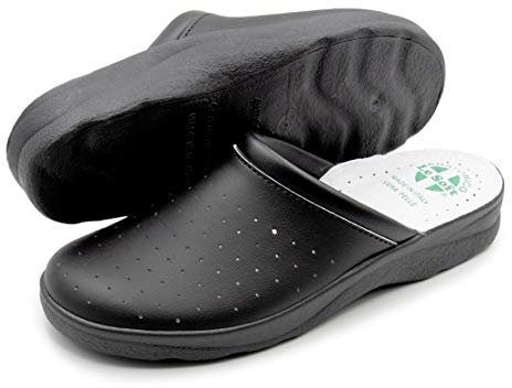 Poligono Gesundheitsschuhe für Männer und Frauen, Geschlossene Berufsschuhe, Gesunde Clogs, Bequeme orthopädische Schuhe, Anatomische Sohle,Schwarz Mann 45