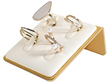 GemeShou Porta-anelli beige in velluto, piccolo, organizzatore per conservazione anelli al dettaglio【Porta-anelli in velluto Beige】