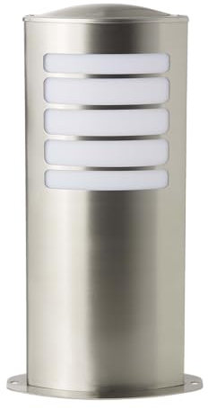 Lightbox Pollerlampe | Höhe: 40 cm | hochwertige Sockelleuchte für den Außenbereich | gefertigt aus rostfreiem robustem Edelstahl | E27 Fassung | IP44 | aus Edelstahl/Kunststoff in Silberfarben