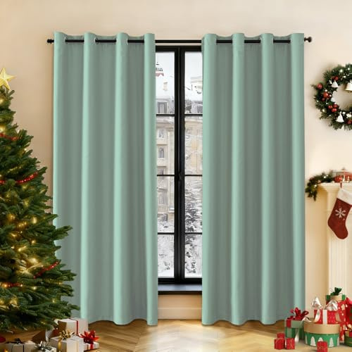 Ystyle Cortinas Salon Dormitorio 2 Piezas, 140×260cm, Cortinas Exterior Terraza Impermeable, Cortina Opacas Modernas Pesante con Ojales, Cortinas Termicas Aislantes Frio Y Calor, Verde Matcha