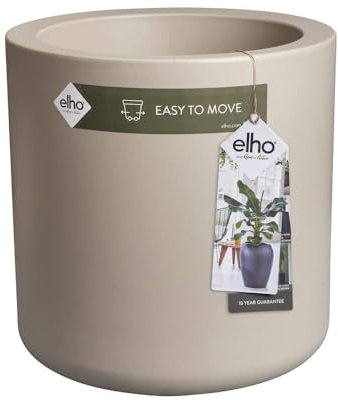 elho Pure Cilinder Wheels 40 - Blumentopf für Innen & Außen - Recycelter Kunststoff - Ø 39.5 x H 40 cm - Beige/Balanced Beige