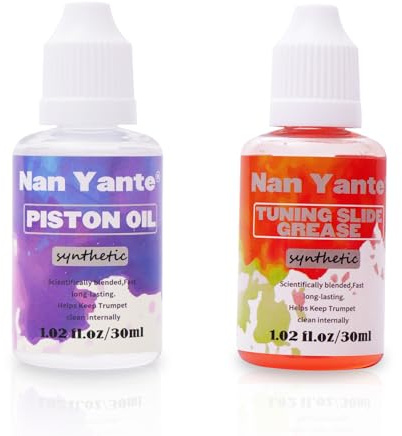 Nan Yante Premium Synthetic Tuning Slide Grease Oil + Valve Oil/Piston Oil for Trumpet, Trombone, French Horn, Tuba, Euphonium & Other Brass Instruments, 30ml (1.02 fl. Oz) Each Bottle