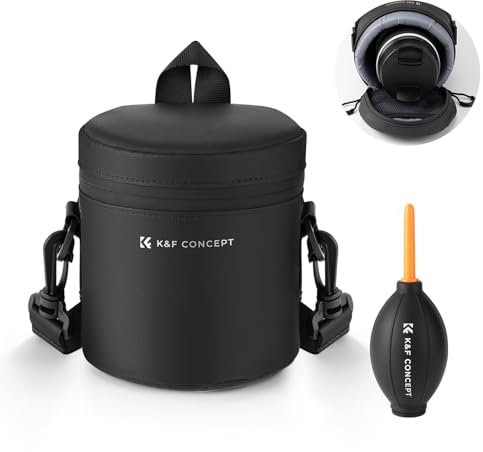 K&F Concept Objektivtasche, wasserdichte Reißverschluss-Objektivbeutel, Stoßfeste Objektivköcher, Allround Objektiv Tasche Kamerabeutel für DSLR SLR-Objektiv Durchmesser und Höhe unter 7x11cm, S
