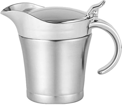 Sertay Aislamiento Jarra Salsa, Salsera Acero Inoxidable 304, Salsera Inoxidable 500ml, Jarra Salsa Tapa Inoxidable, Salsera Thermo Inoxidable, para Servir Salsas, Crema, Salsas para Natillas (450ml)