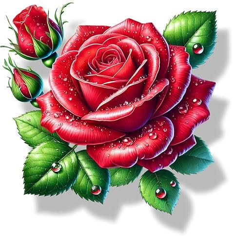 Red Rose Flower Vinyl Decals, Floral Decor, Wall Stickers | Cover Marks, Opaque Finish, No White Edges, Weatherproof, UK Manufactured, 20cm, 7cm, Use on Cars, Tiles, Phones and Laptops