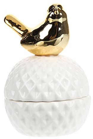 WRITWAA Boîte à Bijoux Ouverture Facile Animaux en Porcelaine Blanche, Design Créatif, Rangement pour Bagues et Colliers pour Bureau ou Présent Anniversaire