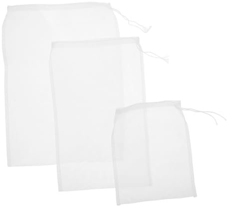 Warmhm 3 Pezzi Filtro Setaccio Colapasta Pieghevole Sacchetti Per Filtri Alimentari Colino Per Sacchetti Di Noci Borsa a Rete Di Latte Di Noce Sacchetti Di Latte Di Noci Nylon Beige