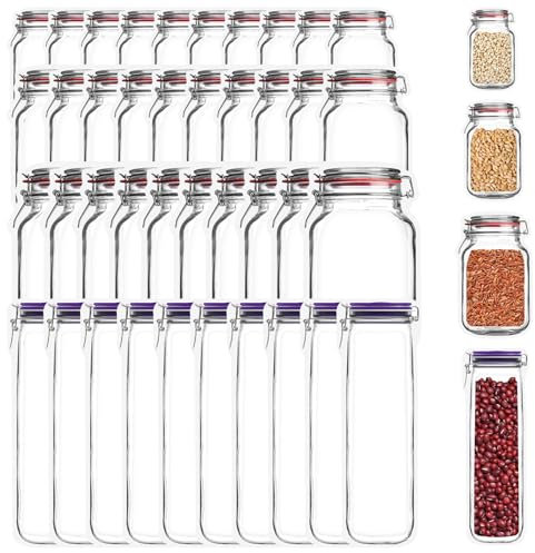 UOCAI 40 Stück Aufbewahrungsbeutel für Lebensmittel Wiederverwendbare Lebensmittelbeutel Mason Jar Zip Beutel mit Stehendes Boden Design Gefrierbeutel Küche Beutel für Milch Snacks Fleisch Gemüse