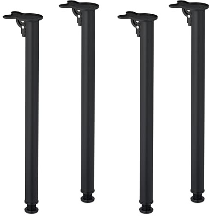 Relaxdays Tischbeine, 4er Set, HxD: 71 x 5 cm, klappbar, Tischfüße für Esstisch, Schreibtisch, Eisen, Klappfüße, schwarz