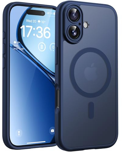 TOCOL Coque Magnétique pour iPhone 17 6,3 Pouces, Compatible avec MagSafe, Anneau Magnétique Intégré, Protection de l'objectif améliorée, Coque Mat Translucide Fine Antichoc, Bleu