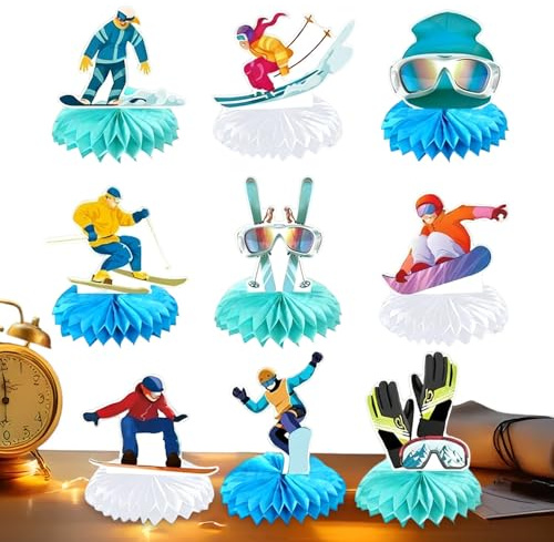 Decoraciones De De Esquí,9 Artículos Decorativos Sobre El Tema De Los Deportes De Invierno - Piezas Centrales De Esquí De Invierno Para Tablas,Para El Hogar La Mesa La Oficina El Estante