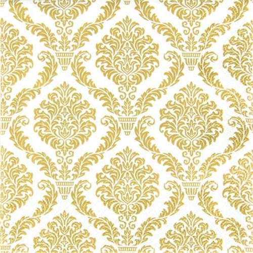 20 kleine Cocktail Servietten Muster gold/Hochzeit/Fest/Feier 25x25cm