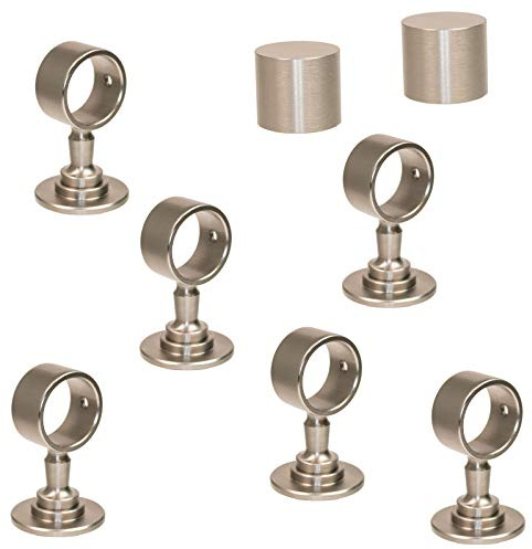 2 Endkappen und 6 Seilträger Nickel matt für 30mm Handlaufseil