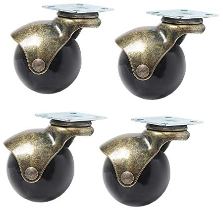Geovne 2 Caster Wheels,Ball Casters Furniture Casters(Antique Gold),for Small Sofa Furniture,Bench & Ottoman Using for Hardwood Floor(4 Packs)