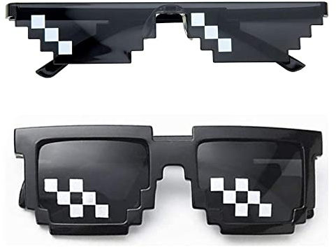Bymivofun 2 Paar Pixel Mosaik Brille, Pixel Sonnenbrille, Thug Life Sonnenbrille, coole Thug-Brille, für Reisen, Fotografie, Themenpartys, Konzerte, Partys, Festivals